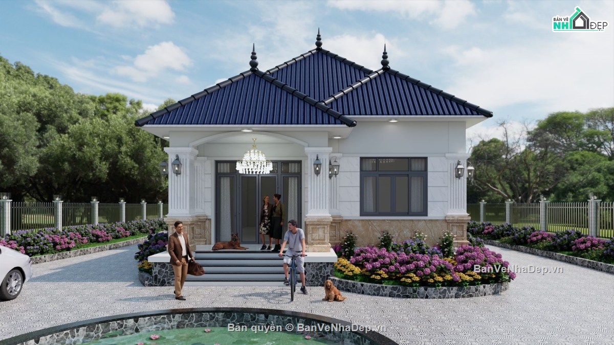 nhà vườn,bản vẽ revit biệt thự mái nhật