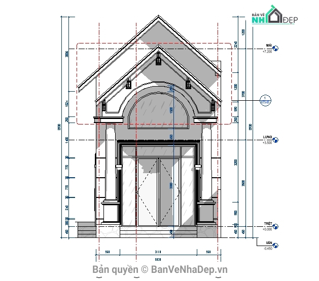 Nhà lửng,Nhà cấp 4 lửng tầng,revit nhà phố,bản vẽ revit nhà phố