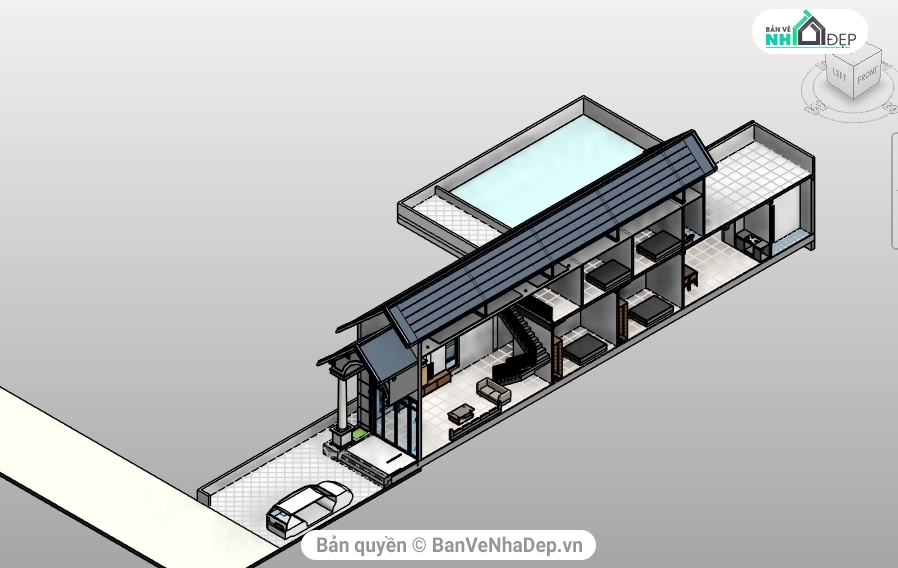 Nhà lửng,Nhà cấp 4 lửng tầng,revit nhà phố,bản vẽ revit nhà phố