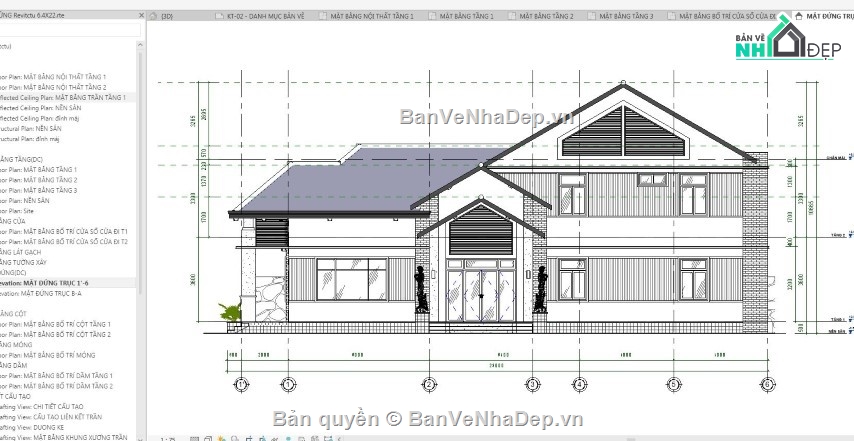 revit nhà phố,Bản vẽ nhà gác lửng,nhà phố gác lửng