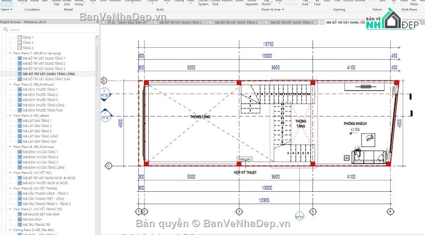 nhà phố 3 tầng revit,nhà phố 4 tầng revit,revit nhà phố 3 tầng