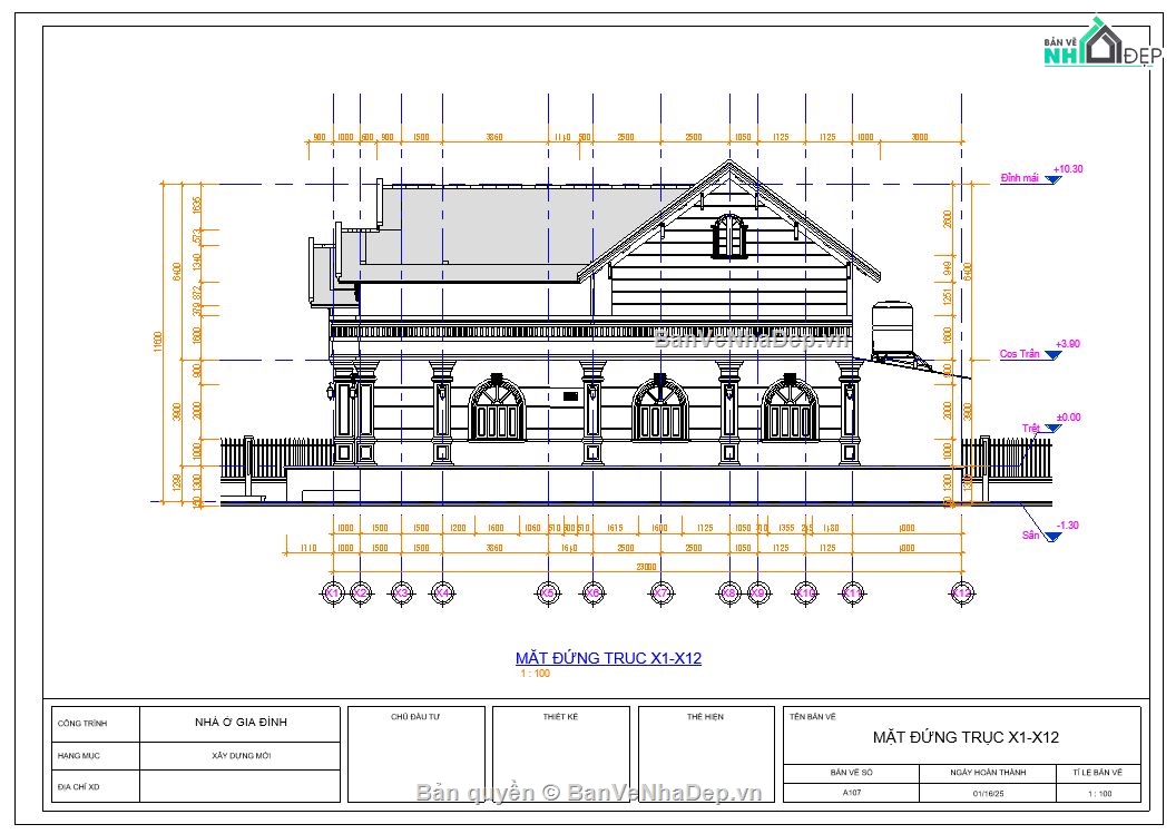 nhà cấp 4,bản vẽ revit,nhà vườn,nhà vườn mái thái