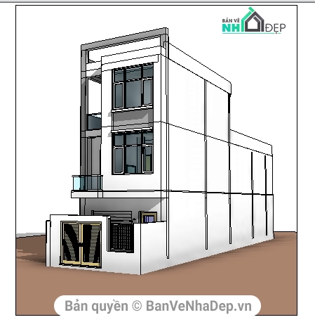 Tổng hợp 19 bản vẽ revit thiết kế mẫu biệt thự 3 tầng