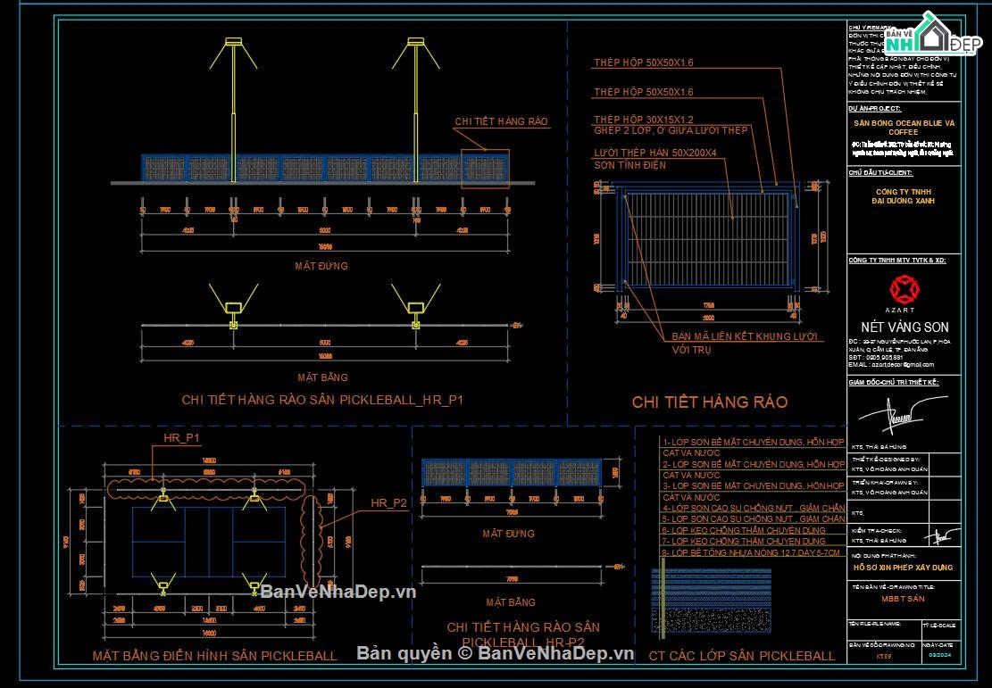 Thiết kế sân pickleball,Bản vẽ mẫu sân pickleball,Thiết kế sân tập Pickle ball