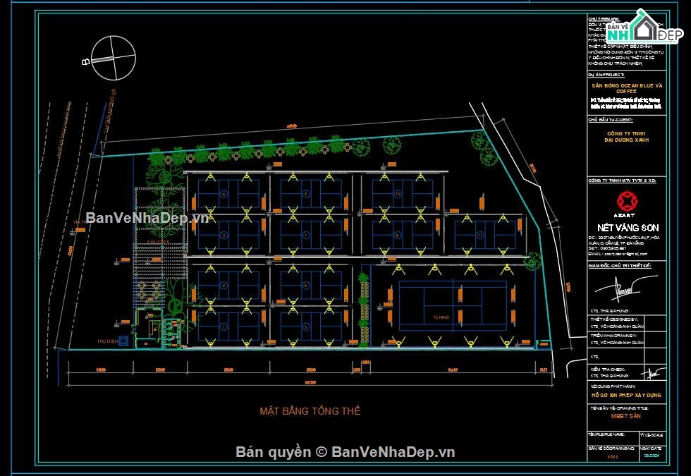 Thiết kế sân pickleball,Bản vẽ mẫu sân pickleball,Thiết kế sân tập Pickle ball