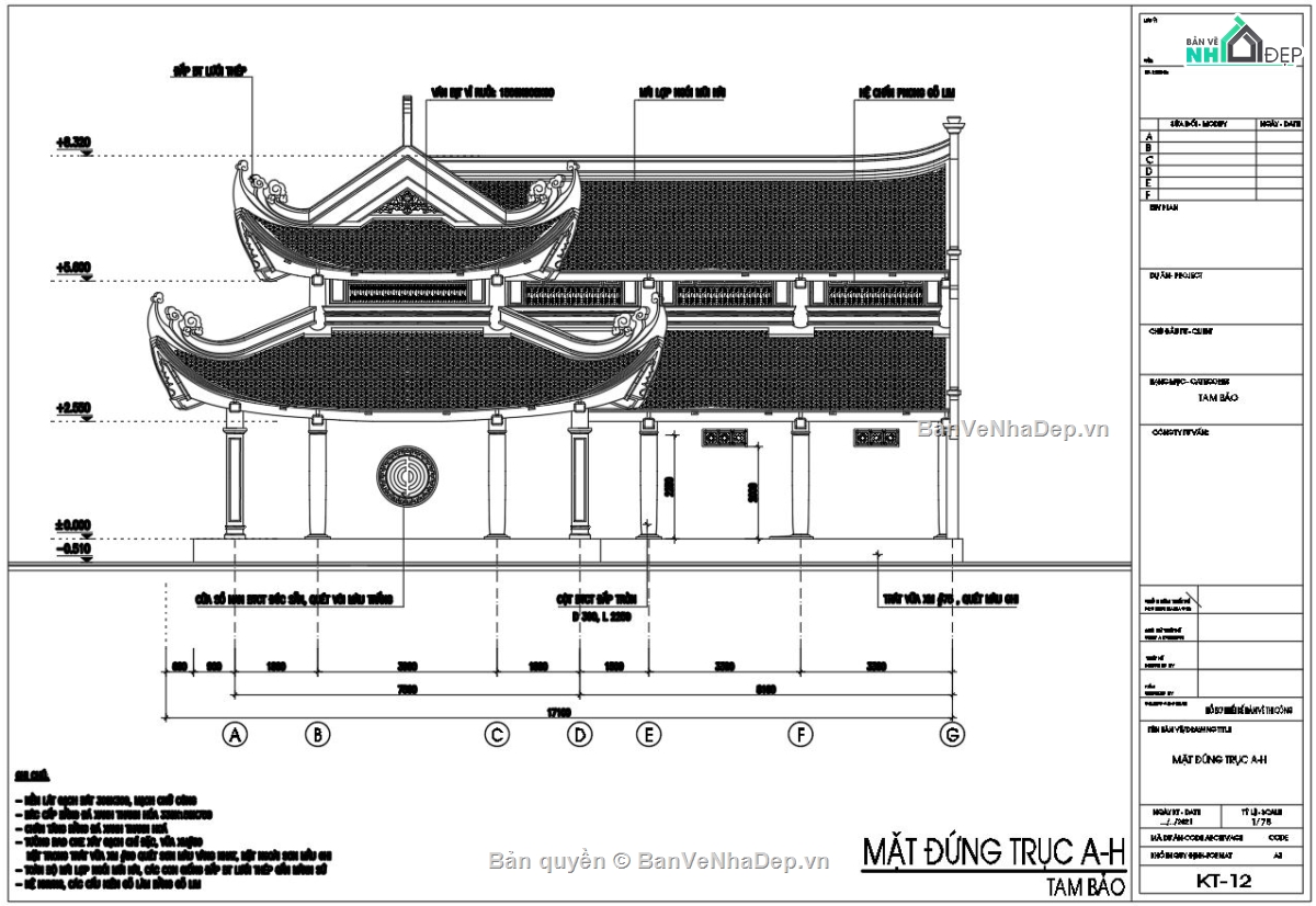 thiết kế chùa,Bản vẽ đền chùa,kiến trúc đình chùa,thiết kế đề chùa,Bản vẽ nhà tam bảo,thiết kế chùa 8 mái