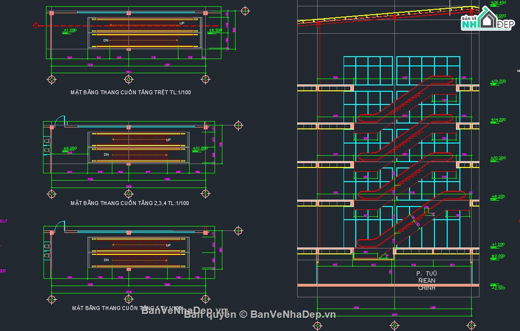 Bản vẽ thang máy,Bản vẽ máy,bản vẽ thang cuốn