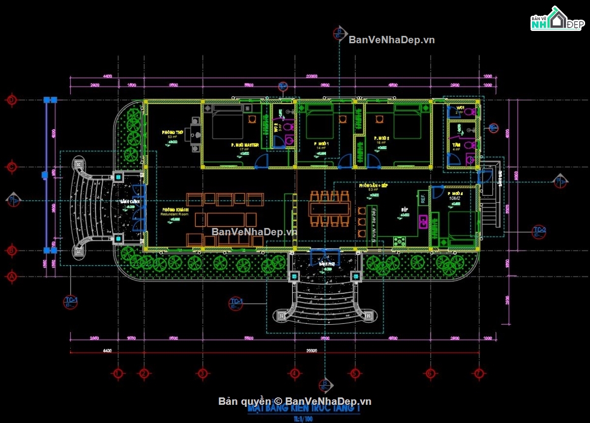 nhà vườn mái nhật,biệt thự 1 tầng mái nhật,file cad biệt thự 1 tầng