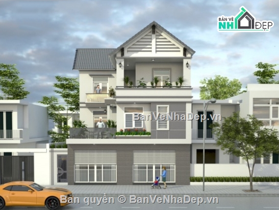 biệt thự 3 tầng,biệt thự 3 tầng cad,file cad biệt thự 3 tầng