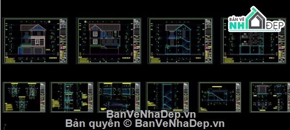 biệt thự 3 tầng,biệt thự 3 tầng cad,file cad biệt thự 3 tầng