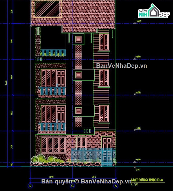 nhà phố 3 tầng,file cad nhà phố 3 tầng,nhà phố 3 tầng cad