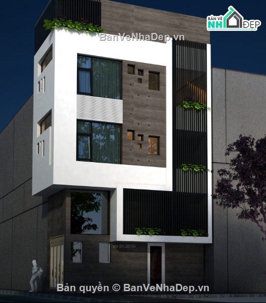 nhà 4 tầng,kiến trúc 4 tầng,cad nhà 4 tầng,nhà phố 4 tầng cad