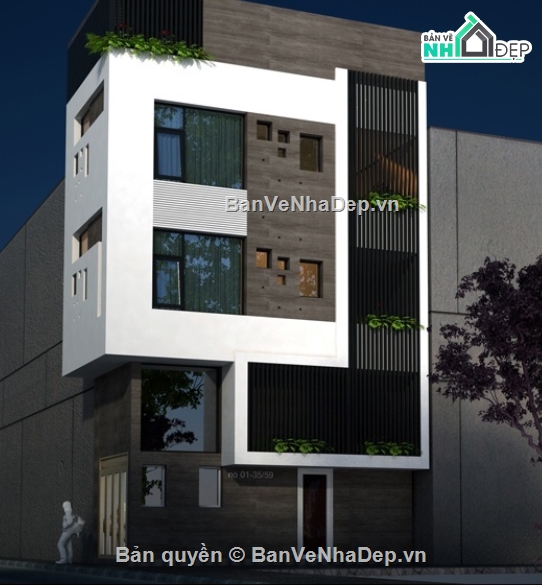 nhà 4 tầng,kiến trúc 4 tầng,cad nhà 4 tầng,nhà phố 4 tầng cad