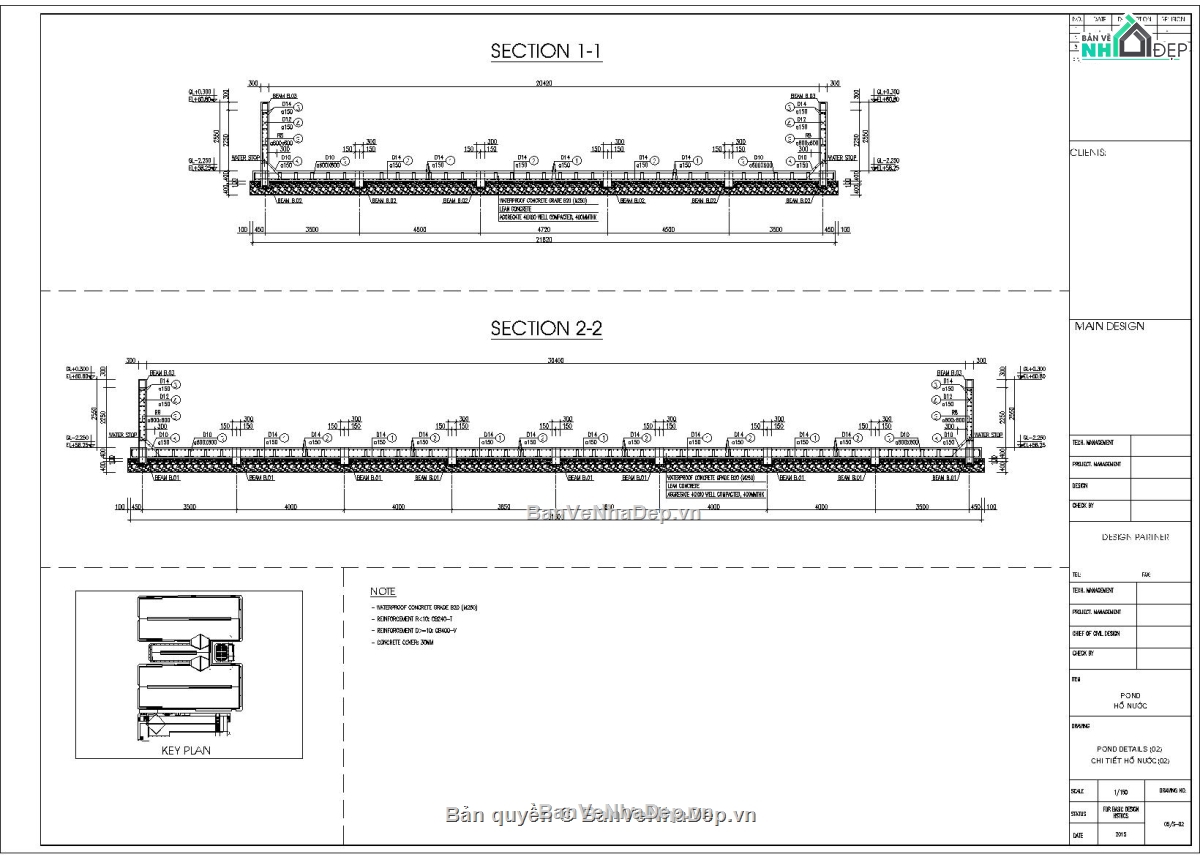 Bể nước 1500m3,Bể PCCC khu công nghiệp,Bể nước BTCT 1500m3,Bể phòng cháy chữa cháy,Bể nước kích thước 20.2x30.2m