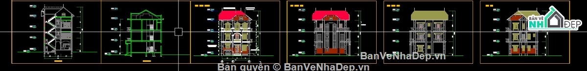 biệt thự 3 tầng,thiết kế biệt thự 3 tầng,Bản vẽ biệt thư 3 tầng,nhà 3 tầng