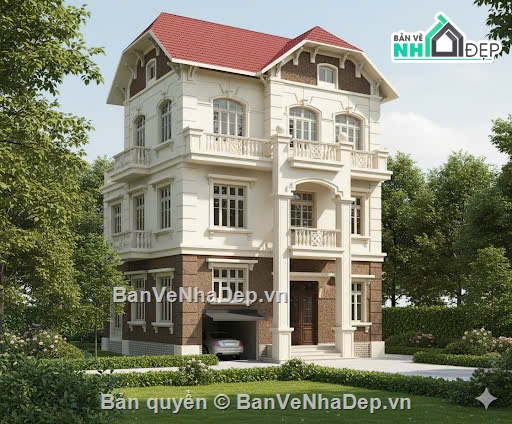 biệt thự 3 tầng,thiết kế biệt thự 3 tầng,Bản vẽ biệt thư 3 tầng,nhà 3 tầng
