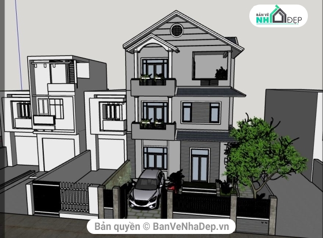 Mẫu biệt thự 3 tầng,Bản vẽ biệt thự 3 tầng 10x20m,Biệt thự gia đình 3 tầng,Biệt thự 3 tầng 1 hầm,thiết kế biệt thự 3 tầng