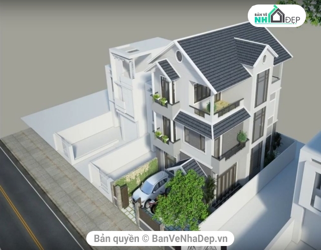 Mẫu biệt thự 3 tầng,Bản vẽ biệt thự 3 tầng 10x20m,Biệt thự gia đình 3 tầng,Biệt thự 3 tầng 1 hầm,thiết kế biệt thự 3 tầng