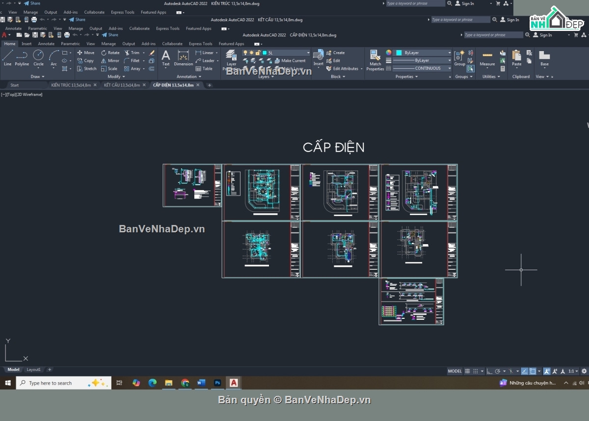 Hồ sơ thiết kế,biệt thự 2 tầng,biệt thự 2 tầng file cad,bản vẽ biệt thự 2 tầng