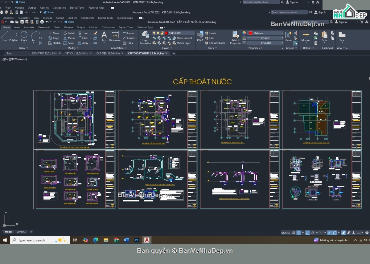 Hồ sơ thiết kế,biệt thự 2 tầng,biệt thự 2 tầng file cad,bản vẽ biệt thự 2 tầng