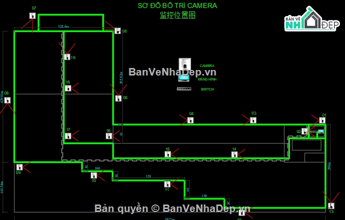ban ve thiet ke camera,bố trí camera,hệ thống mạng cáp camera,hệ thông camera công nghiệp