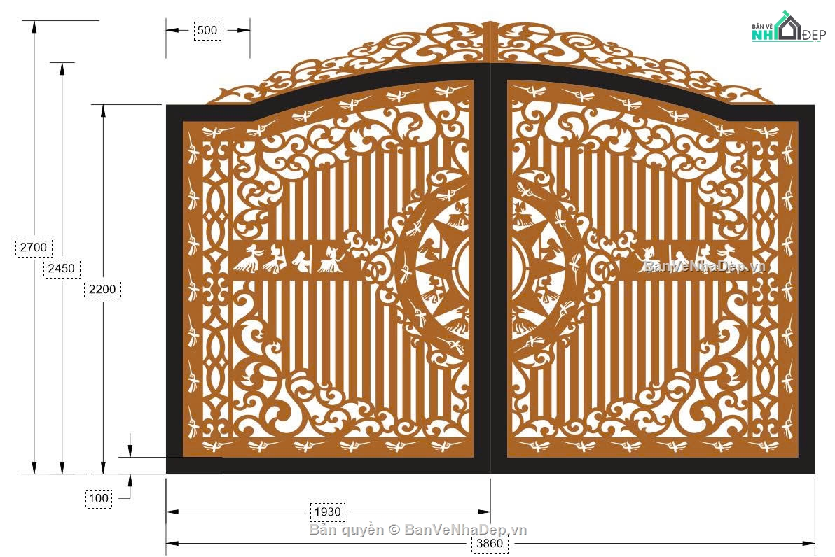 cổng cnc,file cổng 2 cánh,cnc 2 cánh