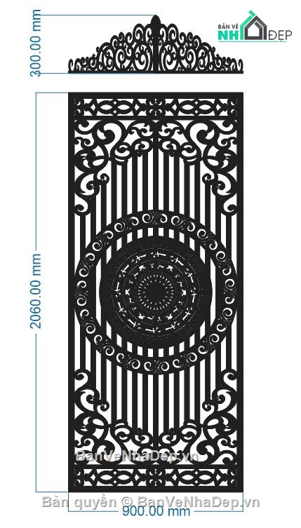 Cổng 1 cánh trống đồng,file dxf cổng 1 cánh,cổng 1 cánh trống đồng cnc