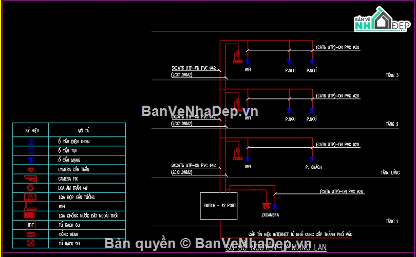 thiết kế điện nước nhà phố 4 tầng,Hệ thống ME nhà phố 4 tầng,điện nước nhà 4 tầng,ME nhà 4 tầng