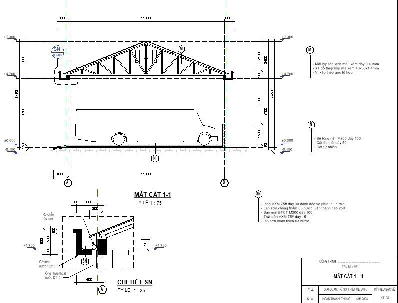 nhà để xe 13.5m x 11m,nhà để xe chuyên dụng,nhà xưởng gara,bản vẽ thiết kế nhà để xe ô tô