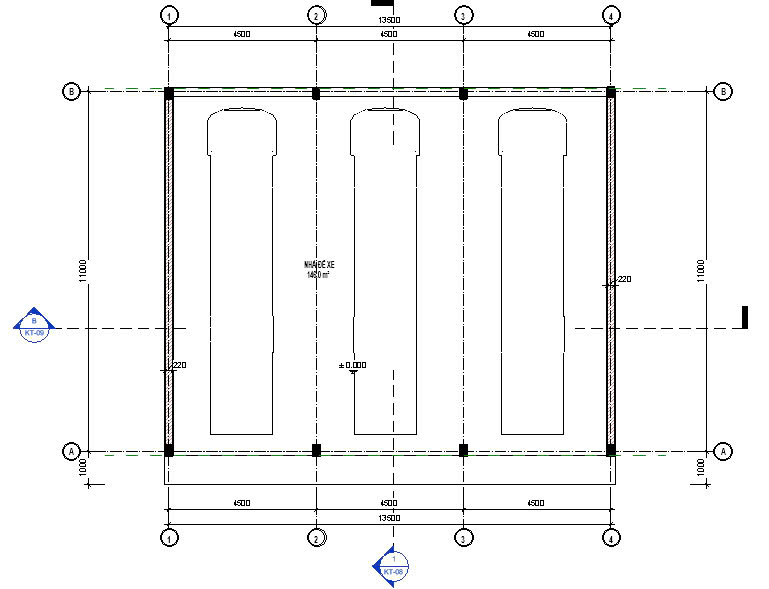 nhà để xe 13.5m x 11m,nhà để xe chuyên dụng,nhà xưởng gara,bản vẽ thiết kế nhà để xe ô tô