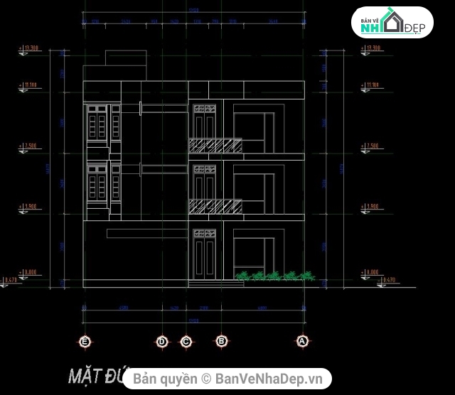 nhà 3 tầng 13.12x16.42m,file cad 3 tầng,bản vẽ nhà 3 tầng,thiết kế nhà phố 3 tầng