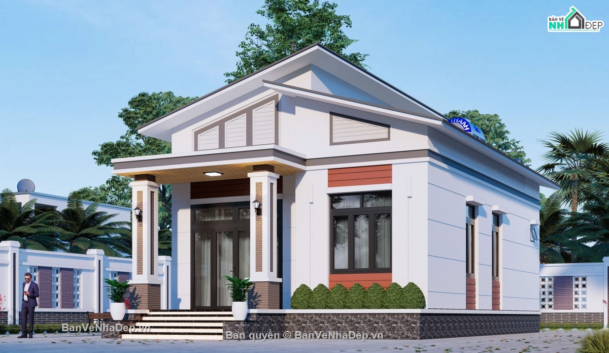 Bản vẽ thiết kế nhà cấp 4,thiết kế nhà 1 tầng,Bản vẽ nhà cấp 4