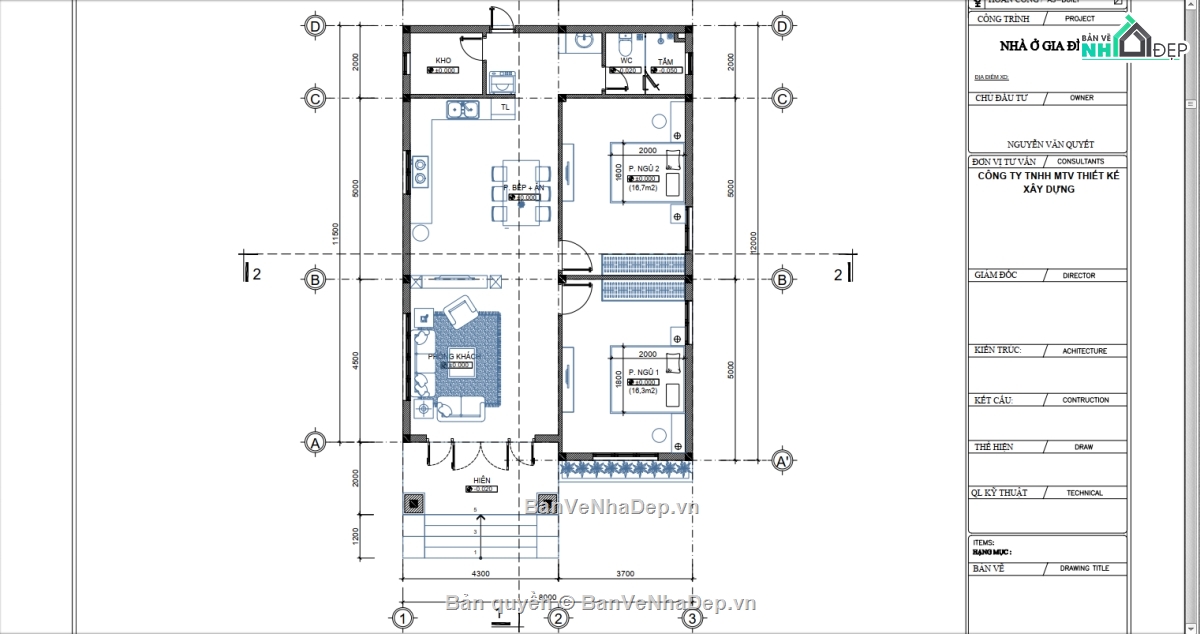 Bản vẽ thiết kế nhà cấp 4,thiết kế nhà 1 tầng,Bản vẽ nhà cấp 4