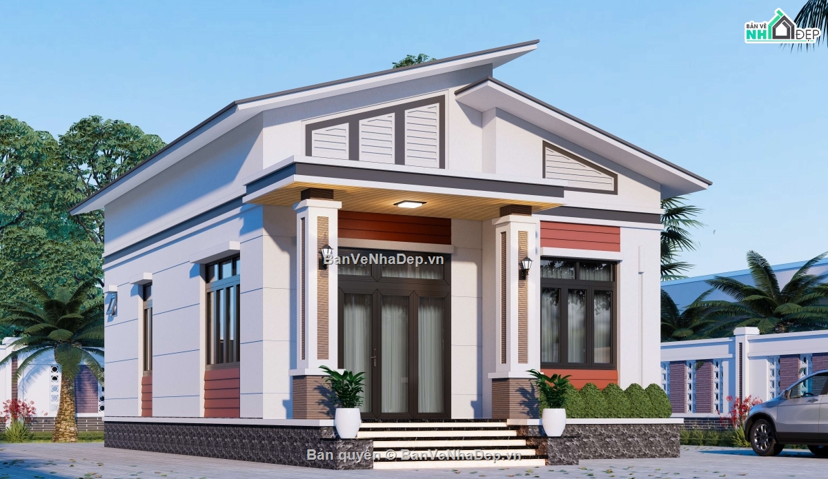 Bản vẽ thiết kế nhà cấp 4,thiết kế nhà 1 tầng,Bản vẽ nhà cấp 4