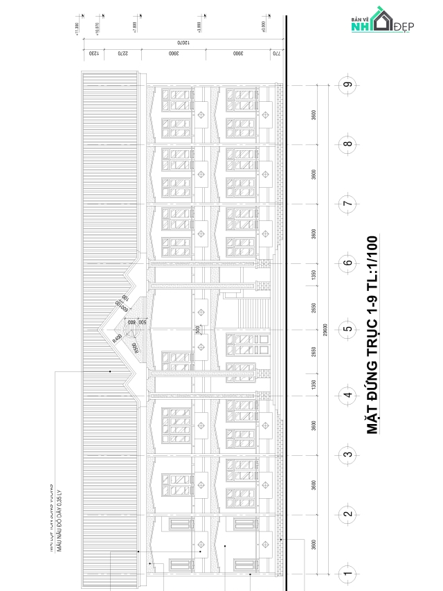 Nhà hiệu bộ trường THPT,Bản vễ nhà Hiệu bộ,Nhà Hiệu Bộ 10.4x29.6m,Mẫu nhà hiệu bộ trường THPT,Bản vẽ nhà hiệu bộ kềm dự toán