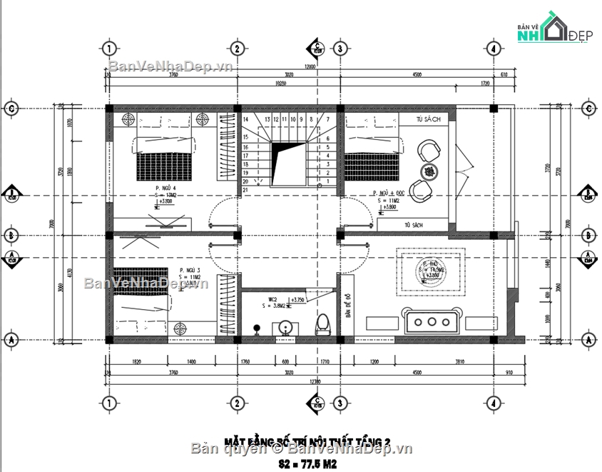 Nhà 2 tầng,Nhà 2 tầng 7x12m,Bản vẽ thiết kế nhà 2 tầng