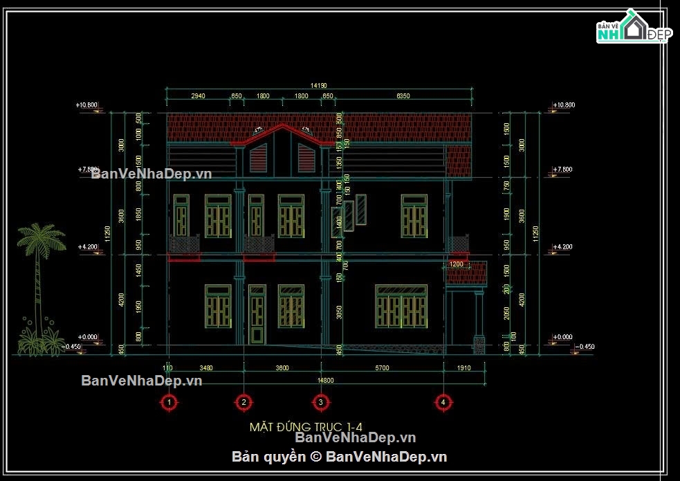 nhà phố 2.5 tầng,nhà phố 2 tầng rưỡi,nhà 7.5x15m,Bản vẽ nhà phố 2.5 tầng 7.5x15m,Bản vẽ nhà phố 2.5 tầng