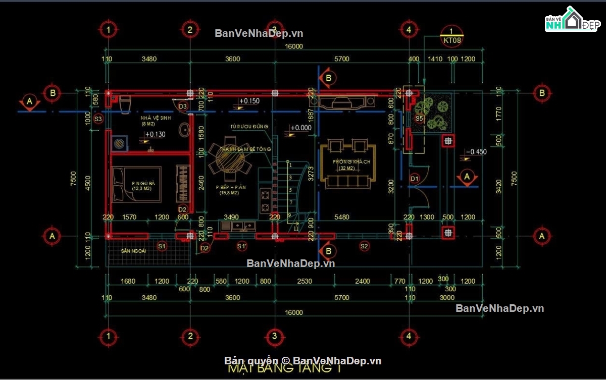 nhà phố 2.5 tầng,nhà phố 2 tầng rưỡi,nhà 7.5x15m,Bản vẽ nhà phố 2.5 tầng 7.5x15m,Bản vẽ nhà phố 2.5 tầng