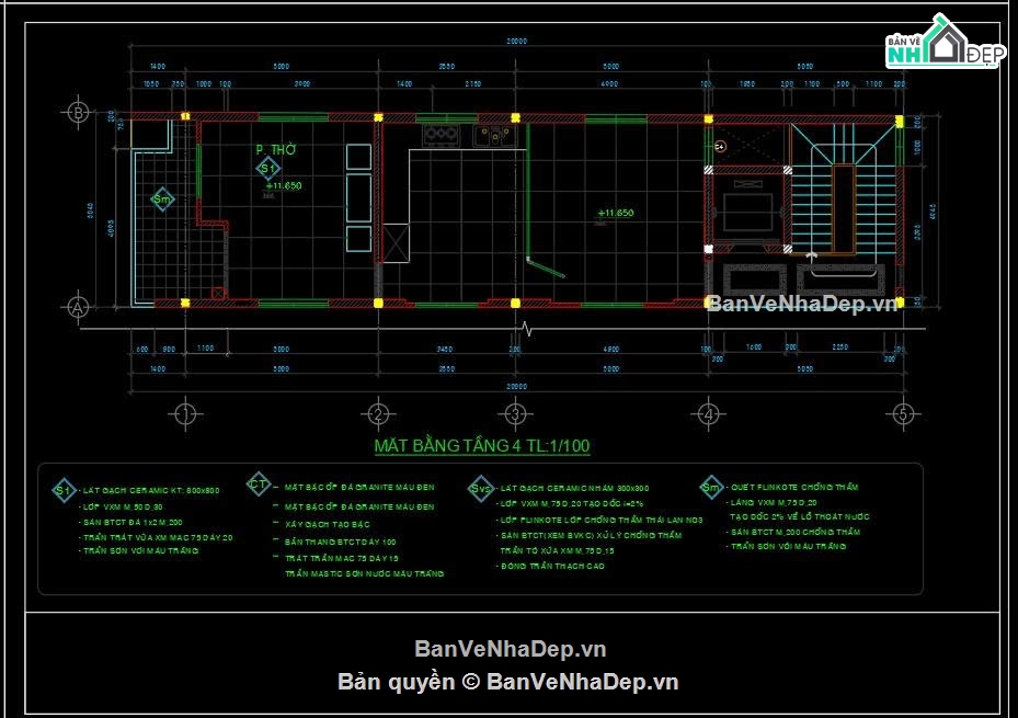 bản vẽ nhà phố 4 tầng,nhà 4 tầng 5x19m,nhà phố có thang máy,nhà mặt tiền 5m,mẫu nhà 5x19m
