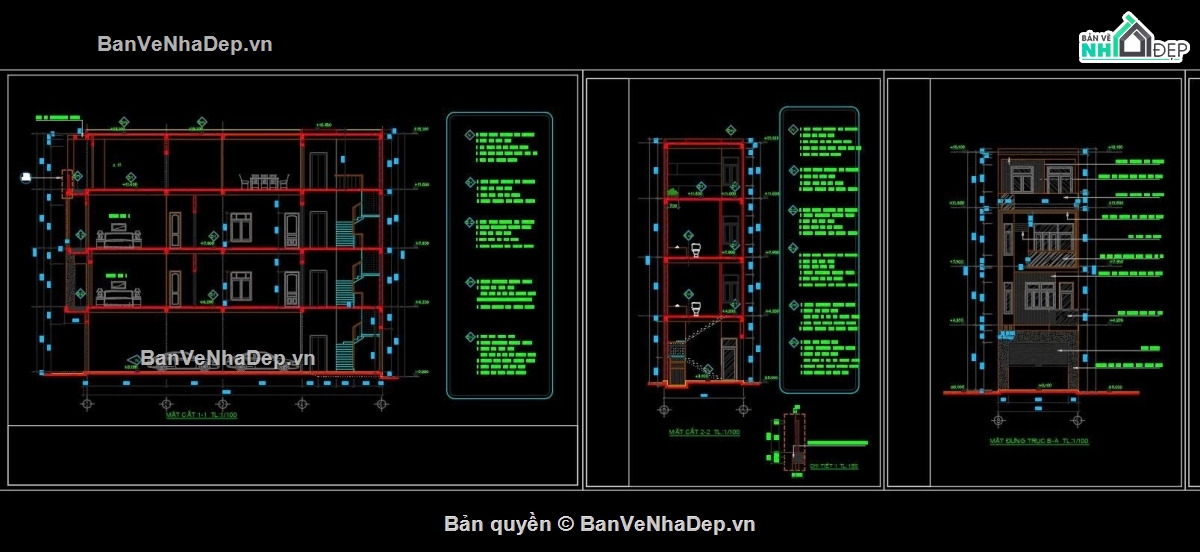 bản vẽ nhà phố 4 tầng,nhà 4 tầng 5x19m,nhà phố có thang máy,nhà mặt tiền 5m,mẫu nhà 5x19m