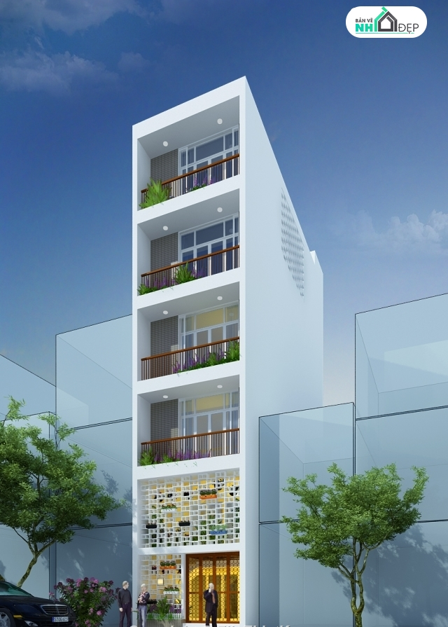 Bản vẽ nhà 6 tầng,nhà phố 6 tầng 4.5x12m,thiết kế nhà phố 6 tầng,nhà phố 6 tầng 4.56x12.35m,mẫu nhà phố 6 tầng