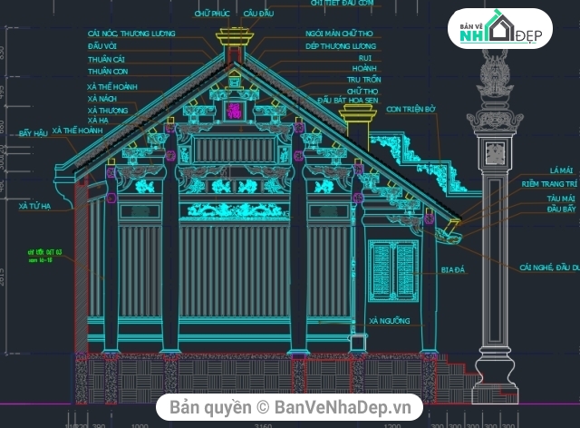bản vẽ nhà thờ tộc,thiết kế nhà thờ,mẫu nhà thờ đẹp,bản vẽ nhà thờ,nhà thờ 7.4x9.1m