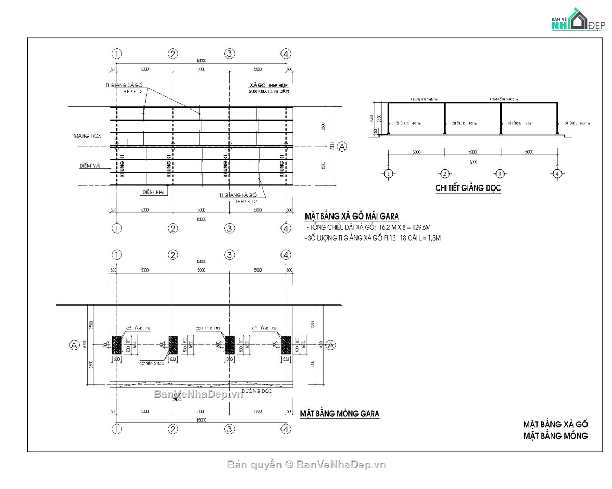 nhà để xe,bản vẽ gara xe máy,bản vẽ nhà để xe,nhà để xe nhân viên và khách,hồ sơ thiết kế nhà để xe