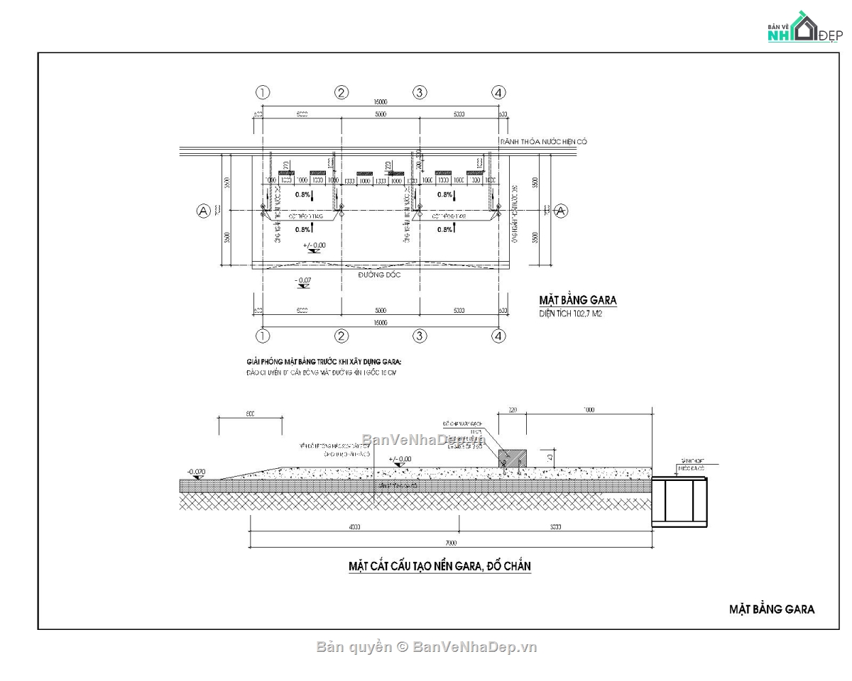 nhà để xe,bản vẽ gara xe máy,bản vẽ nhà để xe,nhà để xe nhân viên và khách,hồ sơ thiết kế nhà để xe