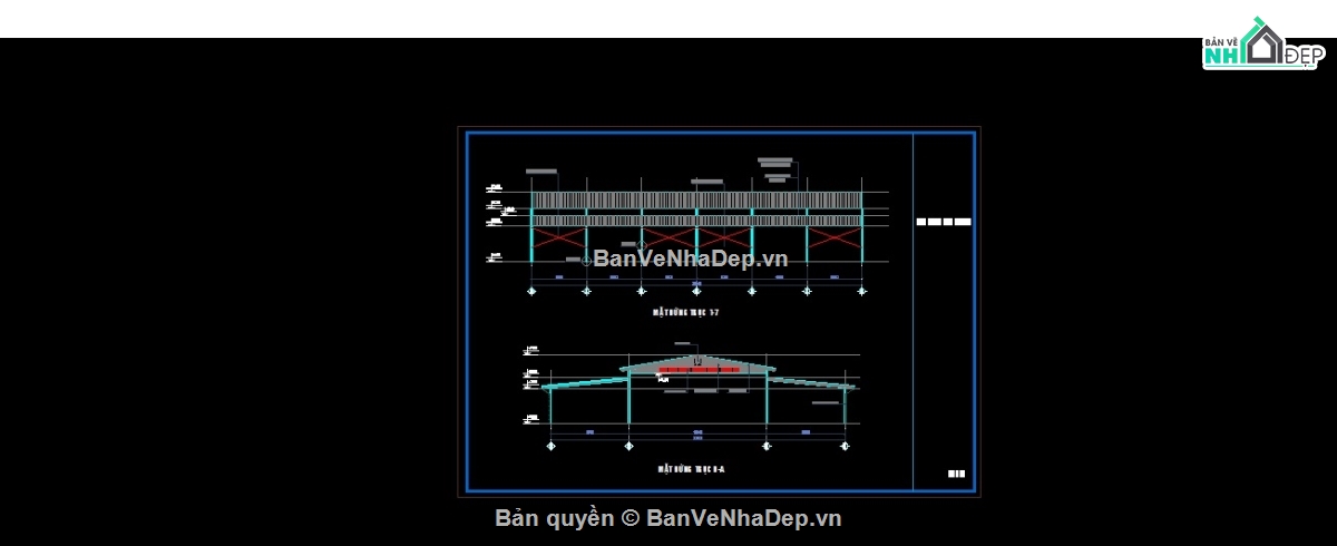 Bộ 7 file thiết kế nhà xưởng công nghiệp trên phần mềm AutoCAD cực kì chất lượng