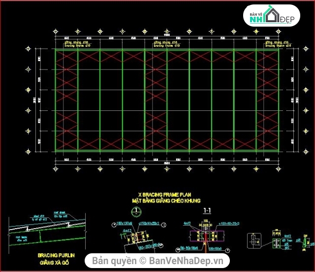 kiến trúc nhà xưởng,kết cấu nhà xưởng,bản vẽ nhà xưởng 65x30m