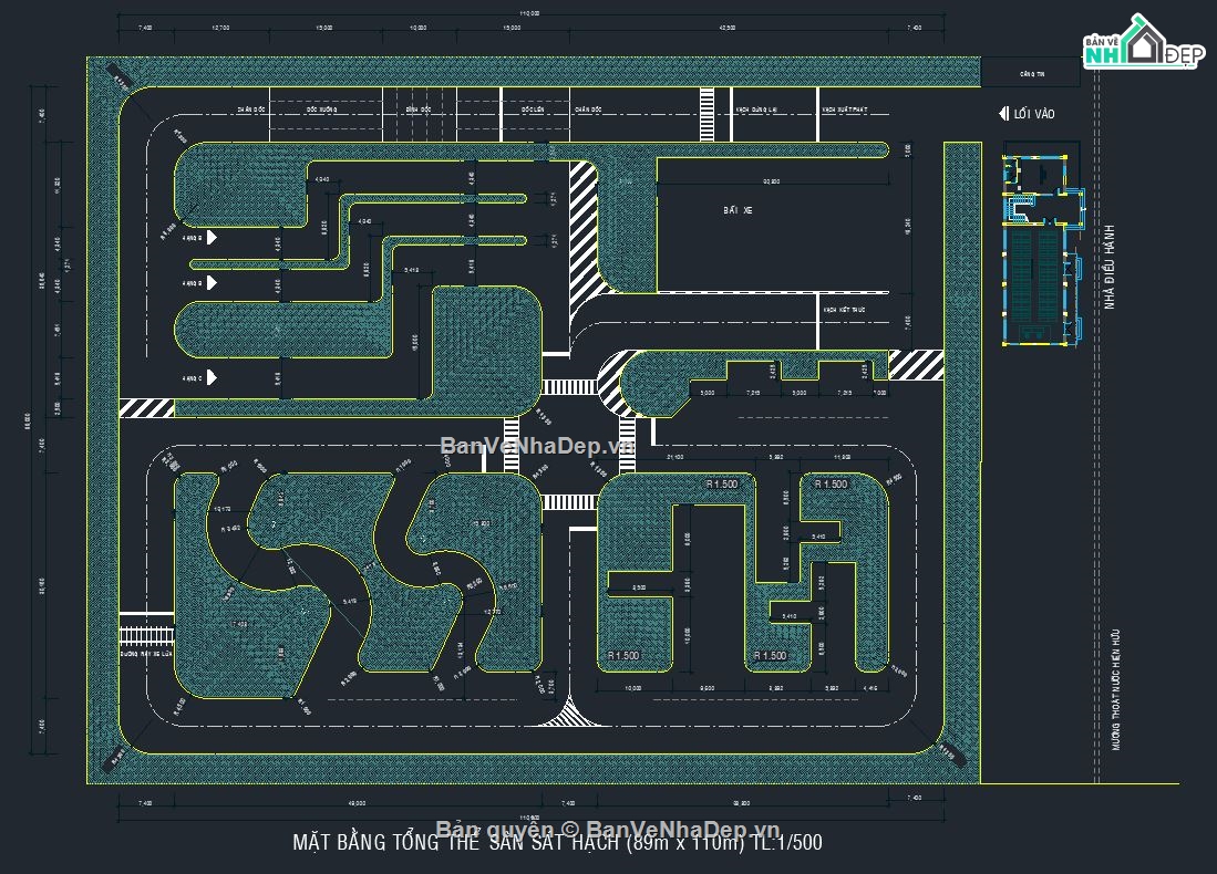 Bản vẽ thiết kế sân sát hạch lái xe,Bản vẽ thiết kế sân sát hạch,sân sát hạch lái xe