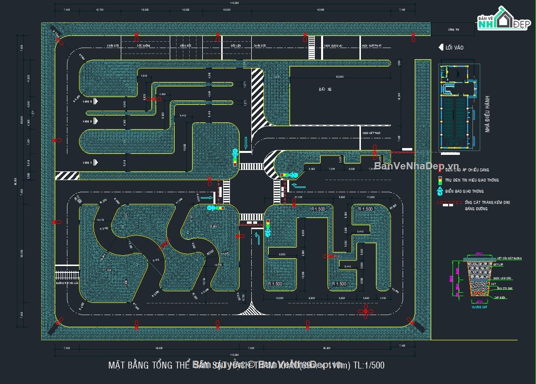 Bản vẽ thiết kế sân sát hạch lái xe,Bản vẽ thiết kế sân sát hạch,sân sát hạch lái xe