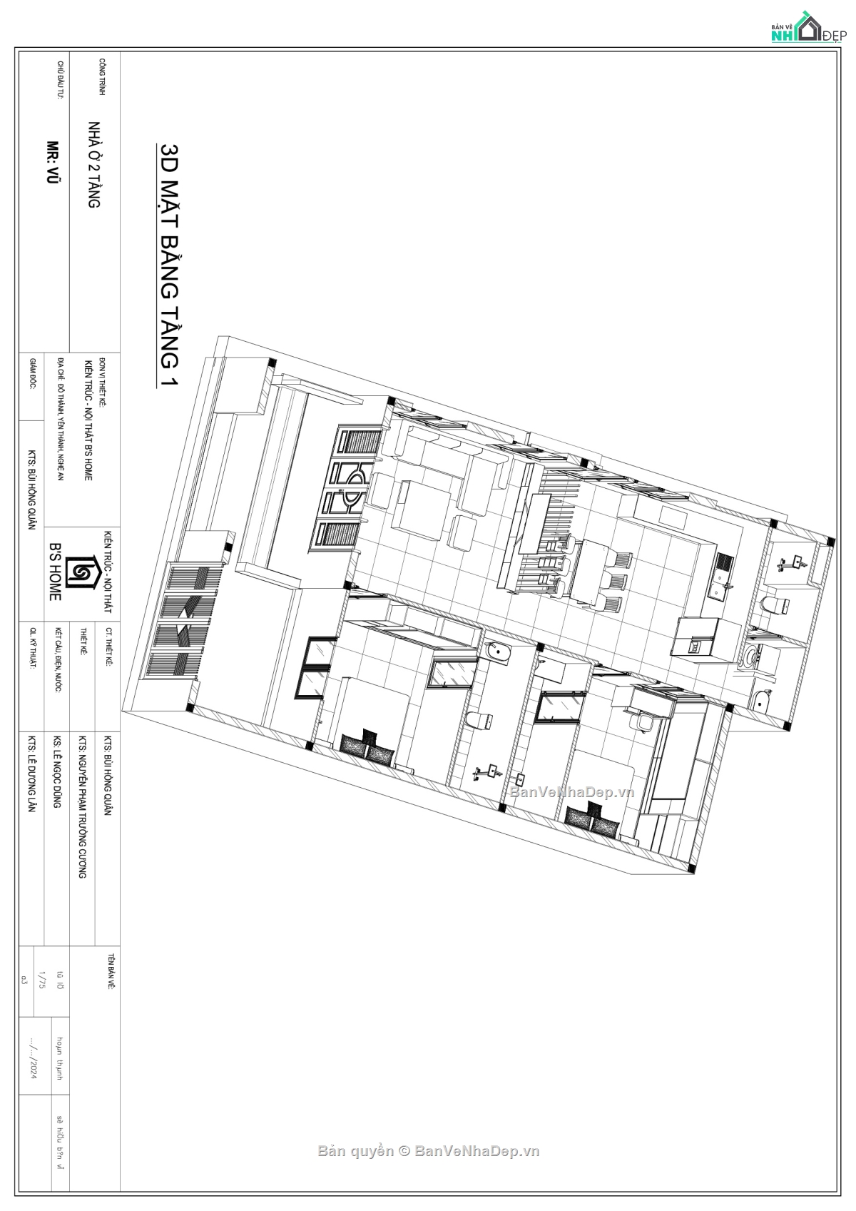 Bản vẽ thi công nhà mái nhật,Bản vẽ thi công,biệt thự 1 tầng