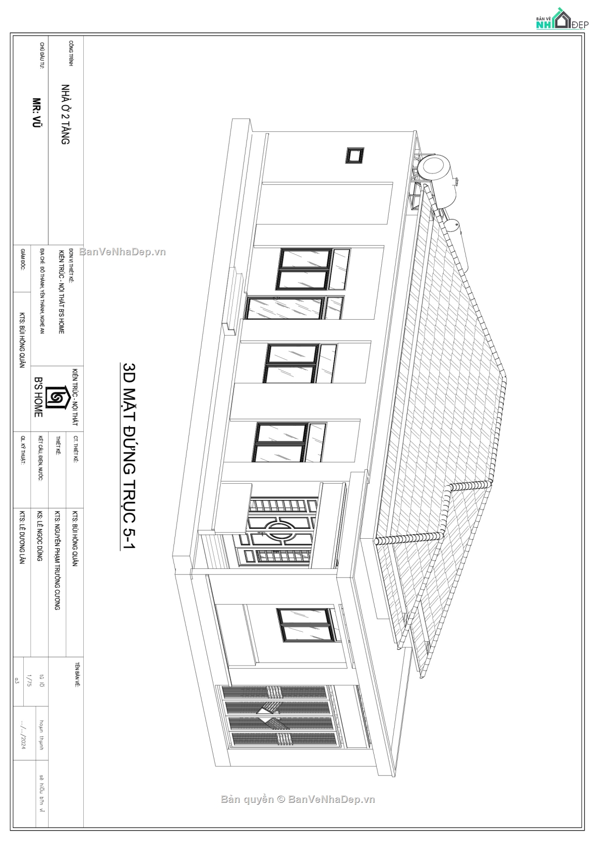 Bản vẽ thi công nhà mái nhật,Bản vẽ thi công,biệt thự 1 tầng